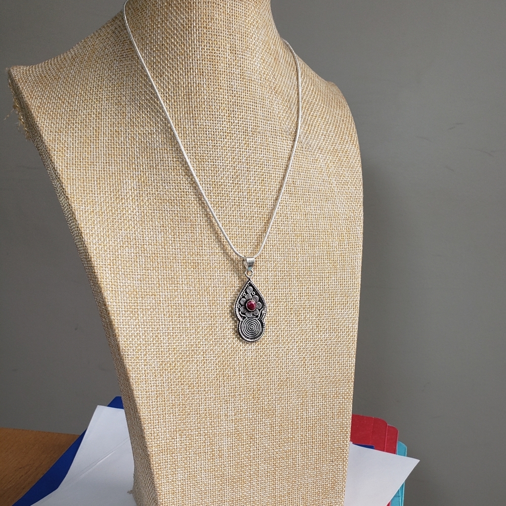 Ruby Necklace, 925 Silver Ruby Gemstone Pendant N… - image 5